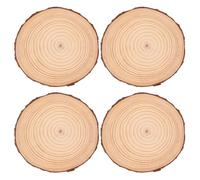 Veemoon Lot de 4 rondelles de Bois Brut pour centres de Table - Disques Ronds naturels avec écorce, Cercles en Bois pour décorations de Noël, décorations de Table rustiques pour Mariage