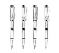 Veemoon Lot de 4 Stylos-plumage Transparents avec Piston et Convertisseur D'encre, Pointe Fine pour Calligraphie, Stylo D'entraînement pour Élèves et Papeterie de Bureau, Pratique