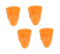 Veemoon Lot de 4 Tasses Décoratives D'halloween en Plastique Orange Motif de Crâne pour Décoration de Fête et Soirées à Thème