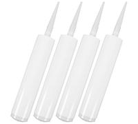 Veemoon Lot de 4 Tubes de Mastic Vides en Plastique Blanc Rechargeables et Multifonctionnels Compatibles Mastic pour Carrelage Réparation et Étanchéité