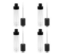 Veemoon Lot de 4 Tubes de Rouge à Lèvres Vides 8 Ml, Flacons de Gloss à Lèvres Noirs en Plastique Léger, Pots Rechargeables pour Maquillage et Voyage, Accessoires DIY pour Cosmétiques