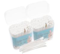 Veemoon Lot de 400 Cotons-tiges pour Bébé, Double Embout Rond et Tête Spirale, Coton et Papier Blanc, Nettoyants pour Oreilles et Orteils, Soins Délicats Quotidiens