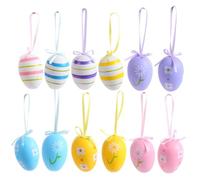 Veemoon Lot de 48 Œufs de Pâques Décoratifs en Plastique, Peinture à Colorier pour Garçon et Filles, Motif Ligne à Pois, Créatif pour Atelier Manuel et Décoration de Fête de Pâques