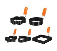 Veemoon Lot de 5 anneaux à œufs pour la friture - Anneaux à œufs en acier inoxydable pour plaque de cuisson - Moule à crêpes antiadhésif - Outil de petit-déjeuner multifonctionnel