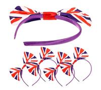 Veemoon Lot de 5 Bandeaux à Cheveux Nœud aux Couleurs du Drapeau Britannique, Taille, Extensible, Accessoires de Coiffure de Festival et Fête pour Fan de Football Britannique