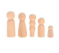 Veemoon Lot de 5 Figurines en Bois Massif Non Peintes à Peindre, Mini Poupées Artisanales en Bois Naturel, Décoration Créative pour Garçon et Filles, Activité Manuelle Montessori, Jouets