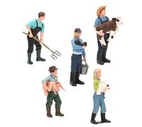 Veemoon Lot de 5 Figurines Fermiers de Simulation en Plastique, Personnages Miniatures Colorés, Décoration Éducative pour Garçon et Filles, Modèles Réalistes pour Jeux et Bureau,