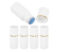Veemoon Lot de 5 Flacons Applicateurs 20ml en Plastique Éponge Non Tissée, Couvercle Blanc et Finition Or, pour Application Précise et Soin Peau en Voyage