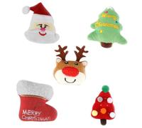 Veemoon Lot de 5 Jouets en Peluche pour Chat Intérieur Thème Noël Jouets à Mâcher Sûrs en Coton PP Peluches Dessin Animé Sapin de Noël Boule Renne Botte Divertissement pour Chatons