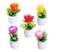 Veemoon Lot de 5 Mini-bonsaïs Artificiels en Pot, Plantes Miniatures pour Décoration Maison de Poupée, Accessoires Décoratifs sans Entretien, pour Maquettes et Bureaux, Couleurs Variées