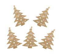 Veemoon Lot de 5 Petits Pendentifs DIY en Acier Inoxydable Doré Breloques D’Arbre de Noël Trou Suspendre Accessoires pour Fabrication de Bijoux et Décoration Artisanale