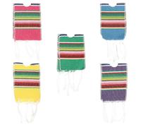Veemoon Lot de 5 Ponchos Mexicains pour Bouteille de Bière Mini Serapes Colorés en Tissu Décoration Festive pour Cinco de Mayo Accessoires Décoratifs Multicolores