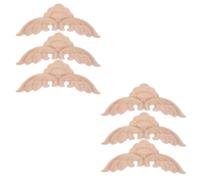 Veemoon Lot de 6 appliques décoratives en bois sculpté, pour la | Décoration sculptée non peinte pour porte, lit, mur, armoire, poêle à bois, penderie