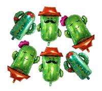 Veemoon Lot de 6 Ballons Cactus en Aluminium, 3 Modèles, Décoration pour Fête D'anniversaire et Mariage, Couleurs Vert et Beige, Accessoires pour Fête Estivale et Thème Mexicain