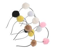 Veemoon Lot de 6 Bandeaux à Pompons pour Filles, Ensemble Multicolore, Bandeaux en Fourrure Douce, Légers et Confortables, Accessoires pour Fêtes et Cosplay
