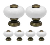 Veemoon Lot de 6 boutons de meuble en céramique blanche, poignées de tiroir
