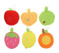 Veemoon Lot de 6 Brosses de Bain pour Bébé en Éponge Colorée Fruits, Exfoliante et Massante, Bain des Garçon et Filles et Tout-petits