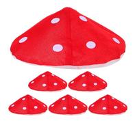 Veemoon Lot de 6 chapeaux de champignon rouges, chapeau de champignon | Coiffes en tissu doux pour Noël, fêtes costumées sur le thème des contes de fées et d'Halloween (thème forêt).