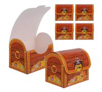 Veemoon Lot de 6 Coffres au Trésor en Papier Thème Pirate Boîtes à Bonbons D’Halloween Taille pour Friandises et Mini-Accessoires Décorations Fête Garçon Fille Kit Fête Anniversaire
