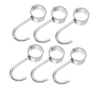 Veemoon Lot de 6 Crochets de Penderie Ronds Inox 25 Mm, Supports Tubulaires Robustes en Acier Inoxydable, Adaptés pour Étendoir à Linge, Balcon et Salle de Bain, Crochets de Rangement