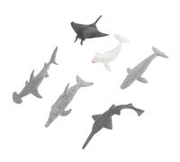 Veemoon Lot de 6 Figurines Créatures Marines Miniatures Statiques en Plastique Noir, Blanc et Gris Clair, Modèles Réalistes de Dauphin, Requin-Marteau et Autres Poissons, Jouets Éducatifs