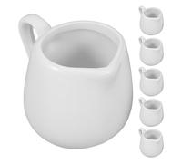 Veemoon Lot de 6 Mini Pots à Crème en Céramique Blanche avec Anse 50 Ml - Coupelles à Condiments Polyvalentes pour Sauce et Crème - Distributeurs Pratiques Cuisine Bar à Café et Repas