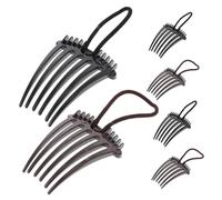 Veemoon Lot De 6 Peignes à Cheveux Pour Femmes Avec Élastique Côté 6 Pcs Taille Moyenne En Plastique Pour Volume Coiffure Queue De Cheval Accessoires Pour Cheveux Bosse Café Et Noir