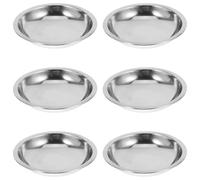 Veemoon Lot de 6 Petites Assiettes Rondes en Acier Inoxydable 8 Cm, Plats à Sauce Soja et Condiments, Bols à Trempette Compacts Cuisine, Barbecue, Pique-niques et Apéritif