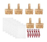 Veemoon Lot de 6 Petits Paniers à Bonbons en Bois Tressé Portables et Légers Ruban et Voile Boîte à Bonbons de Mariage pour Fêtes et Célébrations Rangement Pratique et Décoratif