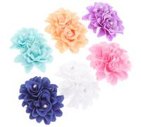 Veemoon Lot de 6 Pinces à Cheveux Doubles de Fleur Strass Accessoires Cheveux Mariage Métal et Tissu Couleurs Assorties pour Filles et Mariées