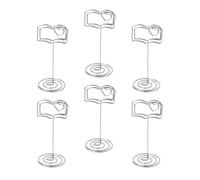 Veemoon Lot de 6 Porte-cartes de Table Mariage de Livre Cœur, Clips Mémo Argentés pour Décoration de Bureau, Accessoires Mini pour Notes et Marque-place Banquet
