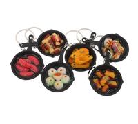 Veemoon Lot de 6 Porte-Clés Miniatures D’Aliments Gourmands Pendentifs Poêles à Frire Légers et Résistants Breloques Amusantes pour Paquet à Main Accessoires Originaux pour Fêtes et