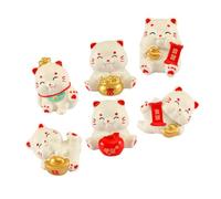 Veemoon Lot de 6 Statuettes Miniatures de Chats en Résine Colorée, Décorations Mignonnes pour Micro-paysages, Ornements Bureau et Jardin, Mini Figurines Chat Amulette pour Présent Noël