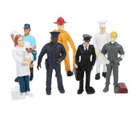 Veemoon Lot de 7 Figurines Humaines, Personnages Debout, Héros du Quotidien, Jouets, Pilote, Facteur, Boulanger, Policier, Ouvrier du Bâtiment, Modèles pour Scènes Miniatures
