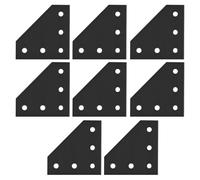 Veemoon Lot de 8 Équerres en Aluminium Noir 5 Trous 2020, Connecteurs D’angle Robustes pour Profilés Aluminium, Plaques D’assemblage Renforcées, Supports Industriels pour Structures