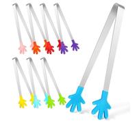 Veemoon Lot de 8 Pinces Alimentaires Colorées en Acier Inoxydable Mini Pinces à Salade à Pâtes et Barbecue Accessoires Cuisine Multifonctions pour Repas Camping et Grillades