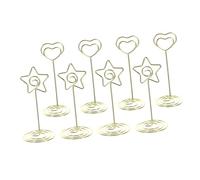 Veemoon Lot de 8 Pinces Porte-Photos et Porte-Cartes en Alliage de Zinc Format 85 MM Formes Cœur et Étoile Dorées Supports Stables pour Numéros de Table et Mémos pour Mariage et
