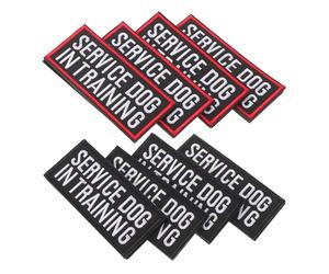 Veemoon Lot de 8 Set de Écussons Amovibles pour Gilet de Chien D'assistance, Patchs Auto-agrippants 9 X 4 Cm, Tissu Résistant Haute Visibilité, pour Harnais de Dressage et Chiens