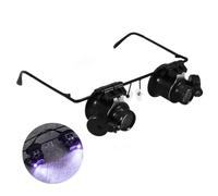 Veemoon Loupe Tête Double 20x LED pour Horloger Bijoutier, Éclairage Réglable, Cache-œil Pivotant, Vision Panoramique, Usage Professionnel Bijouterie et Réparation Montres