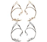 Veemoon Manchettes D'oreilles sans Piercing 4 Pièces en Alliage Doré et Argenté, Boucles D'oreilles Elfes Légères pour Femmes, Accessoires Élégants pour Fêtes et Usage Quotidien