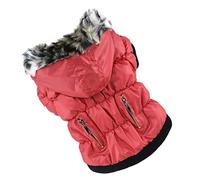 Veemoon Manteau pour Chien Vêtement Chaud pour Automne Et Hiver Costume Zippé pour Animal De Compagnie Rouge