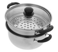 Veemoon Marmite en Acier Inoxydable 20 CM Panier Vapeur Fond Épais à Double Poignée Pot Ménager Pratique Compatible Cuisinière Gaz et Électrique pour Cuisson Saine à la Maison