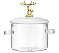 Veemoon Marmite en Verre Borosilicaté 1500 Ml avec Couvercle Casserole Multifonctionnelle Double Poignée pour Cuisson Maison et Électrique Pot à Soupe Résistant Haute Température