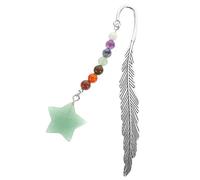 Veemoon Marque Page Cristal Naturel Plume Vert Aventurine Design Rétro Unique et Délicat Accessoire de Lecture pour Étudiants et Amateurs