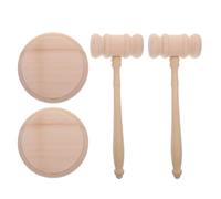 Veemoon Marteau de Juge en Bois avec Base Ronde, Style Rétro, Beige