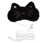 Veemoon Masque de Sommeil Chauffant USB Réglable Occultant avec Bande Élastique pour Détente Oculaire Compresse Yeux Noir Chat