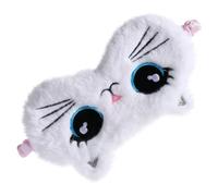 Veemoon Masque de Sommeil Pelucheux pour Garçon et Filles, Masque Occultant Chat Blanc Doux, Bandeau Réglable pour Sieste et Sommeil, Bloqueur de Lumière pour Détente et Repos Oculaire