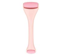 Veemoon Masseur de Glace Visage Double Tête en Silicone Rose, Rouleau Facial Manuel Anti-rides, Tige de Massage Contour des Yeux Pratique pour Soin Peau et Relaxation Quotidienne