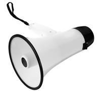 Veemoon Mégaphone Portatif Blanc 10w Microphone D'enregistrement et Fonction Alarme, Amplificateur de Son Léger et Pliable pour Animation Sportive et Commerce en Extérieur