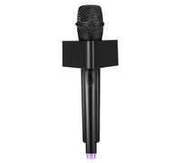 Veemoon Microphone Factice Violet Petit Modèle avec Drapeau Noir Triangulaire, Accessoire pour Scène et Karaoké Garçon et Filles, Plastique Léger Résistant pour Fête et Animation